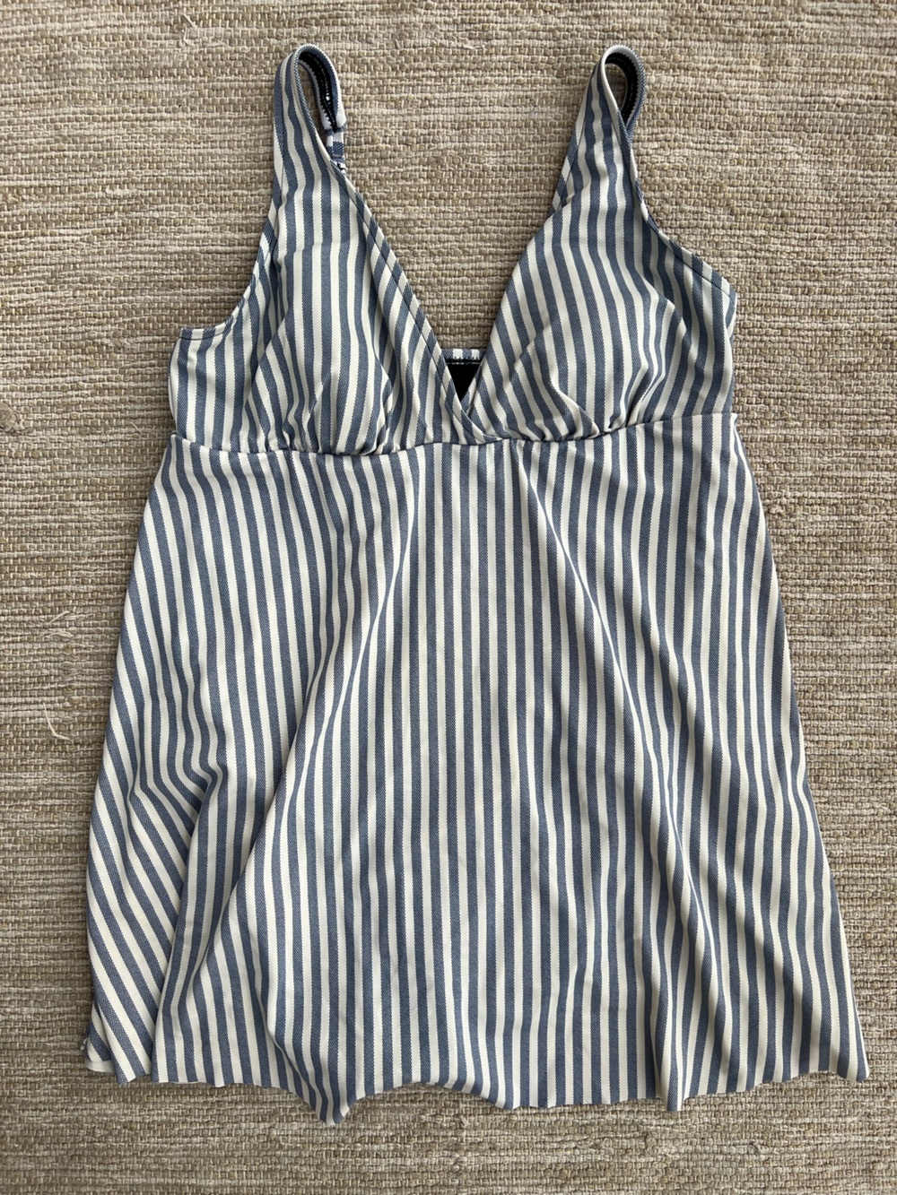 Roatan Nauitical Blue Off-White Striped‎ One-Piece Flowy Swim Dress size Large